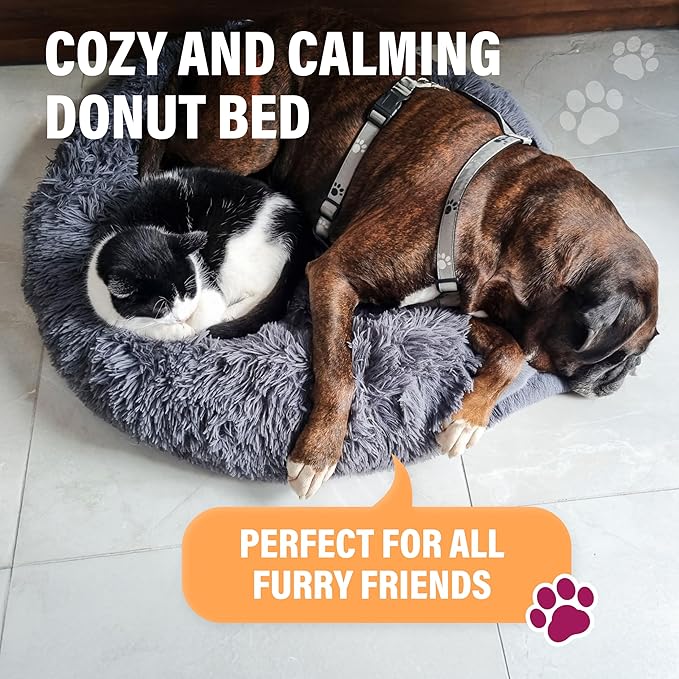 Active Pets Medium Dog Bed, Calming Orthopedic Pet Bedding for Anxiety Relief, Joint Support & Comfort, Washable Dog Furniture, Med 45lbs, Light Grey