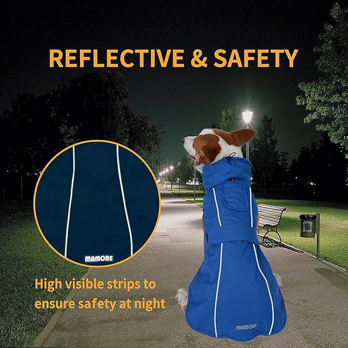 Adjustable Waterproof Dog Raincoat for Dogs,Lightweight Pet Rain Jacket Puppy Clothes with Reflective Strip for Small Medium Large Dogs (Yellow, X-Large)