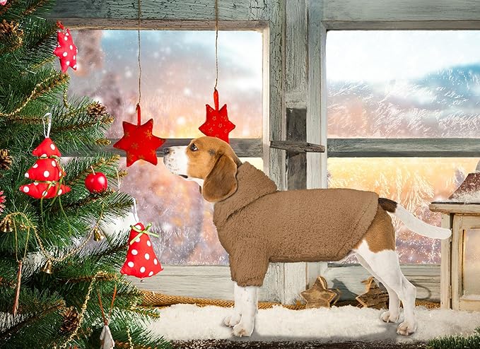 Fuzzy Dog Sweaters for Small Dogs Dog Hoodie Pet Clothes Warm Soft Cozy Coats Hooded Sweatshirt Fleece Small Pet Hoodies Sweater(Coffee-S)
