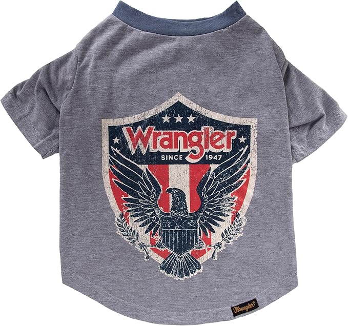 Wrangler Dog T Shirt - Lightweight Pullover Dog Tee - Machine Washable - (Grey, S)