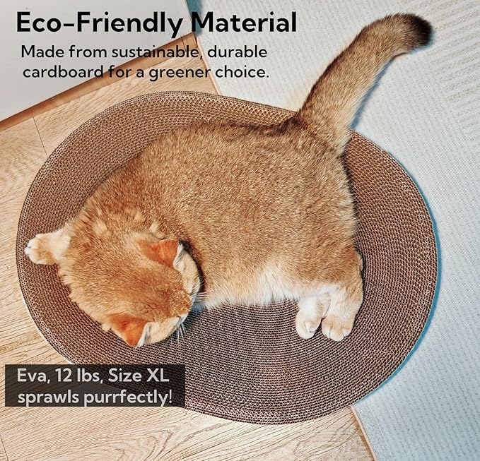 Spindro 4 Pack Extra Large Cat Scratcher Cardboard, Oval Cat Scratcher Bed Cat Scratch Bowl, Scratching Lounge Couch Round Shaped Cat Scratch Board Nest for Indoor Cats Furniture Protector