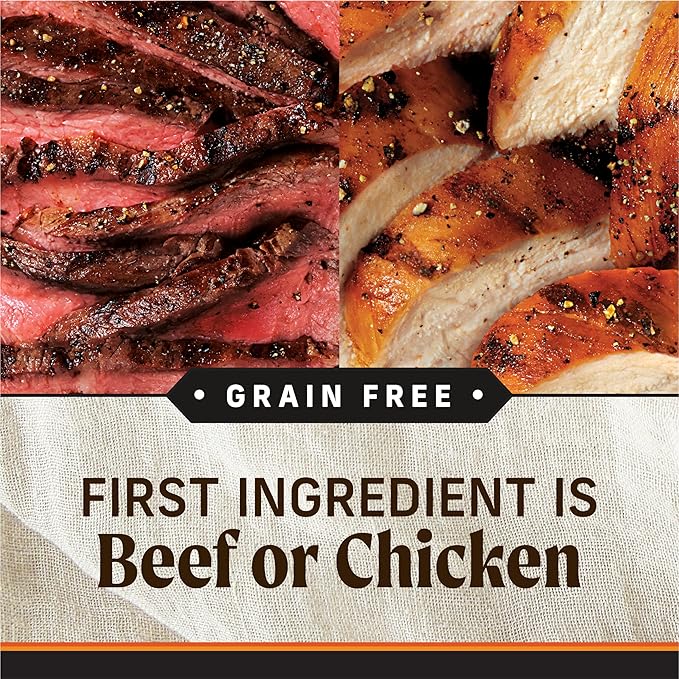 Merrick Grain Free Premium and Natural Canned Dog Food, Soft and Healthy, Real Beef and Chicken Variety Pack - (Pack of 1) 9.5 lb. Cans