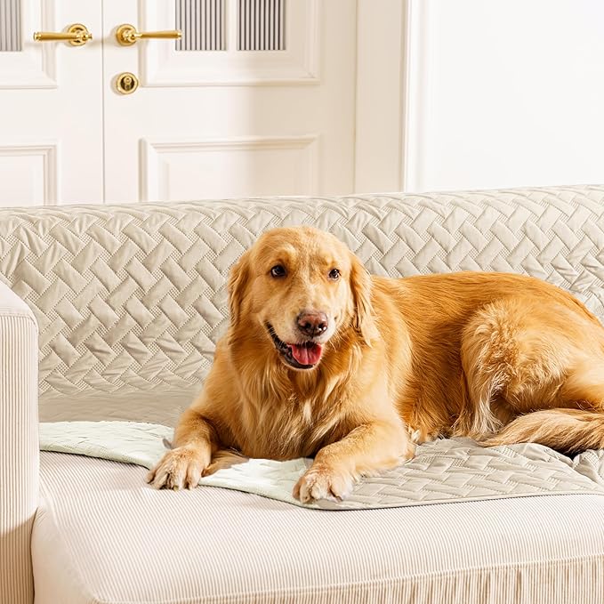 gogobunny 100% Double Sided Waterproof Dog Blanket Soft Bed Pet Cover Reversible Protect Furniture Couch Sofa Car for Puppy Cat Kids (Dark Beige/Light Beige, 30x30 Inch (Pack of 1))