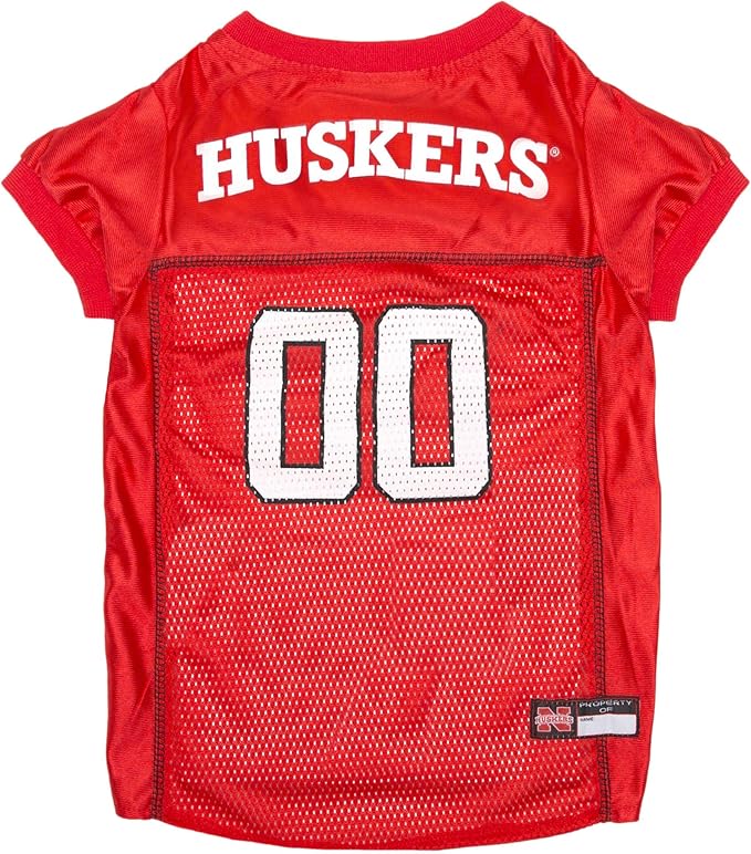 Pets First NCAA College Nebraska Cornhuskers Mesh Jersey for DOGS & CATS, X-Small.Licensed Dog Jersey with your Favorite Football/Basketball College Team