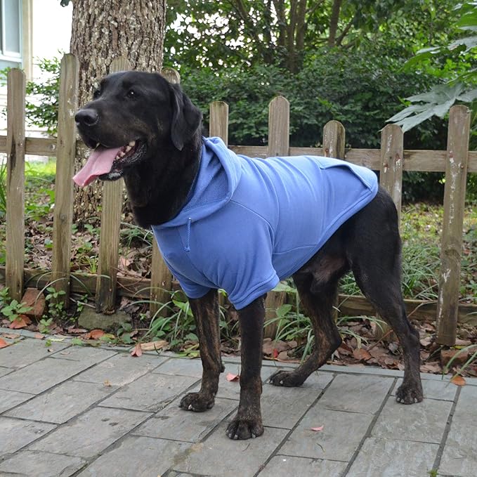 Lovelonglong Blank Basic Hoodie Sweatshirt for Dogs 100% Cotton Fits Small Medium Dachshund Large Dog Royle Blue M