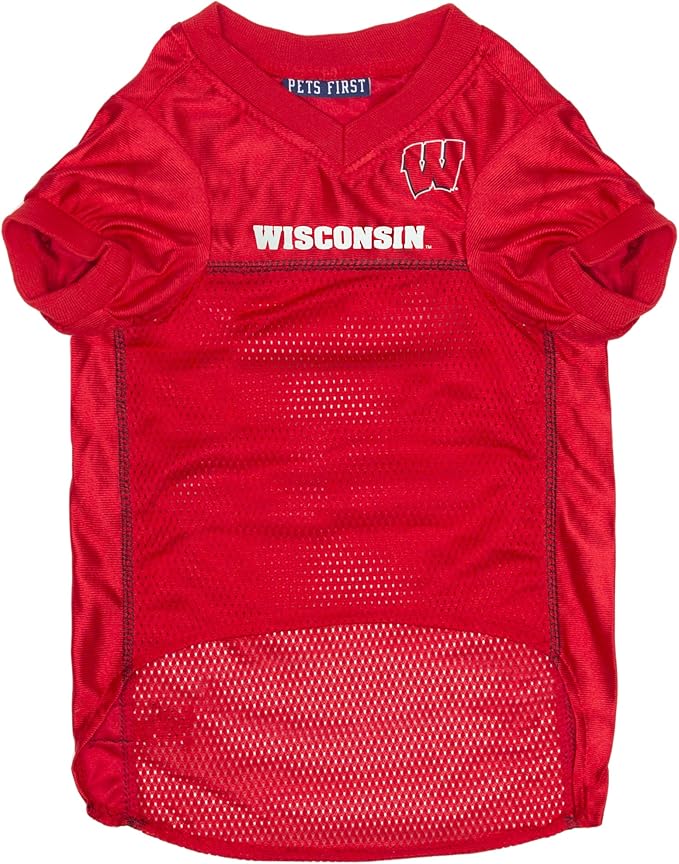 Pets First NCAA College Wisconsin Badgers Mesh Jersey for DOGS & CATS, Medium. Licensed Dog Jersey with your Favorite Football/Basketball College Team