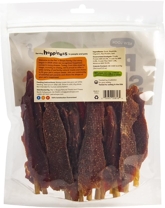 Pet 'n Shape Chik 'n Skewers – Duck Wrapped Rawhide Chew Dog Treats - 1 Pound