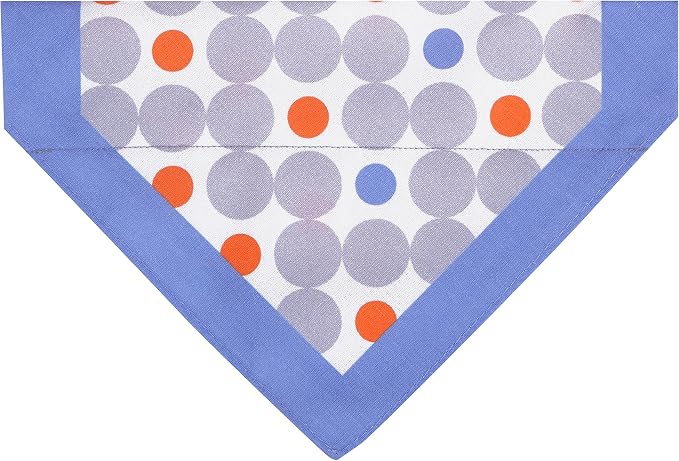 Blueberry Pet Unisex Polka Dots Chilling Summer Blue Cotton Blend Neckerchief Scarf Bandana Adjustable Dog Collar, Small, Neck 12"-16"