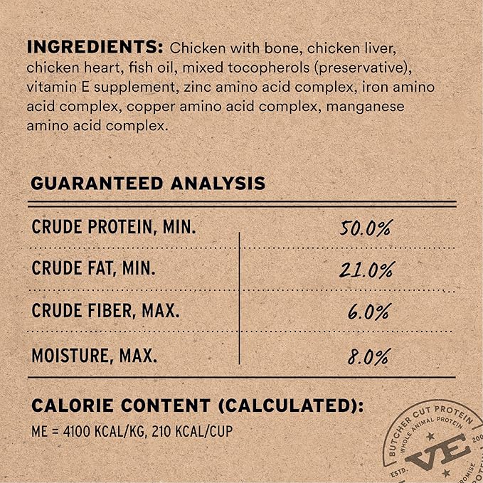 Vital Essentials Freeze-Dried Raw Dog Food, Chicken Crunchy Mini Nibs | Complete Meal or Mixer | High Protein Dog Food | 25 oz