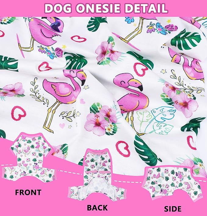 Summer Dog Pajamas Cute Dog Clothes for Chiahuahua Girl Puppy Pajamas Strenchy Doggie Onesie Pet Clothes with Four Legs Doggy Outfit Cat Onesie(Pink, Small)