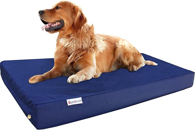 Dogbed4less Extra Large Orthopedic Memory Foam Dog Bed, Human Grade Gel-Infused Cooling Mattress, Durable Waterproof Liner and Heavy Duty 1680 Ballistic Blue External Cover, 40X35X4 Inch