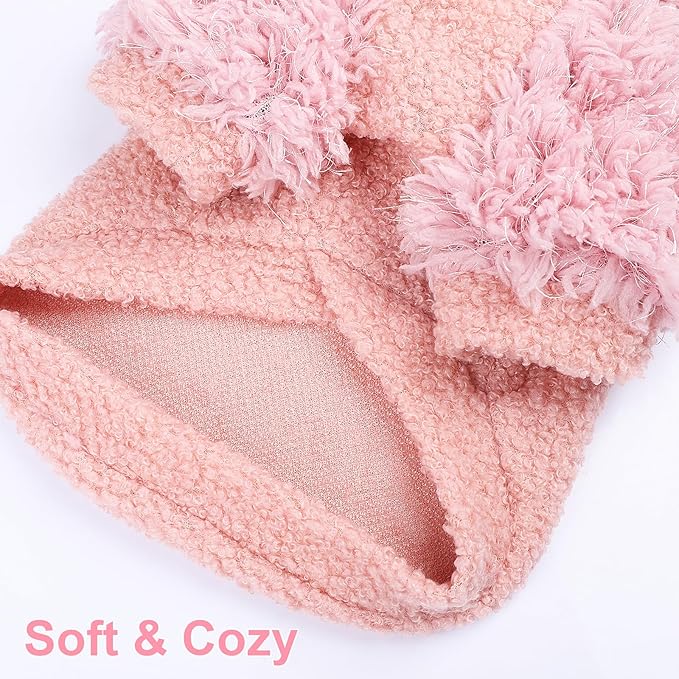 Dog Sweater Turtlenecks Dog Sweaters for Small Dogs Winter Fleece Doggy Clothes Puppy Cold Warm Coat Doggie Jacket for Chihuahua Yorkie Teacup Cat Outfit, Pink, XS