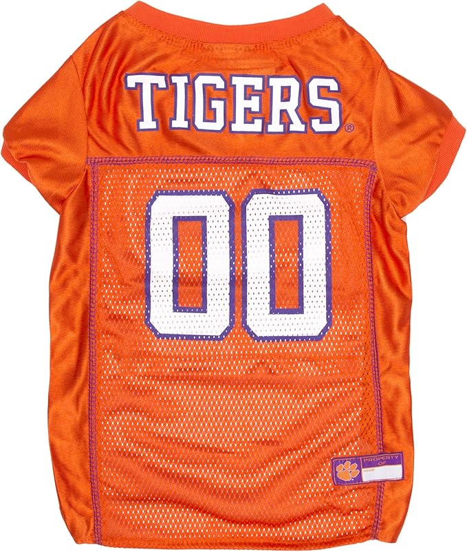 Pets First NCAA College Clemson Tigers Mesh Jersey for DOGS & CATS, Large. Licensed Dog Jersey with your Favorite Football/Basketball College Team