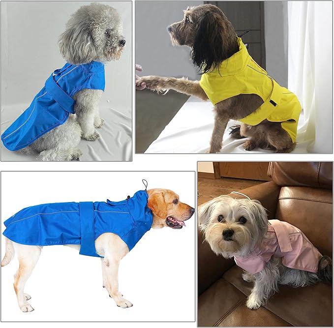 Adjustable Waterproof Dog Raincoat for Dogs,Lightweight Pet Rain Jacket Puppy Clothes with Reflective Strip for Small Medium Large Dogs (Army Green, Small)