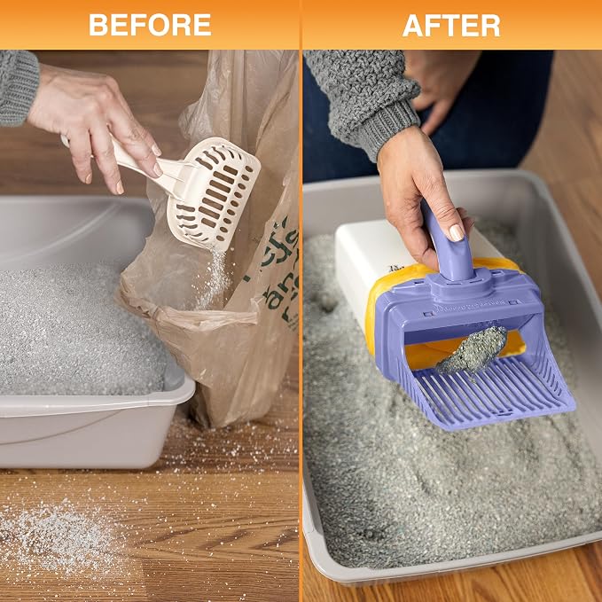 Neater Pet Brands Neater Scooper XL Cat Litter Scoop, 60 Refill Bags – Extra-Large Capacity Mess-Free Cat Litter Scooper with Bag for Large & Multiple Cats, Spill-Proof Litter Box Scooper with Holder