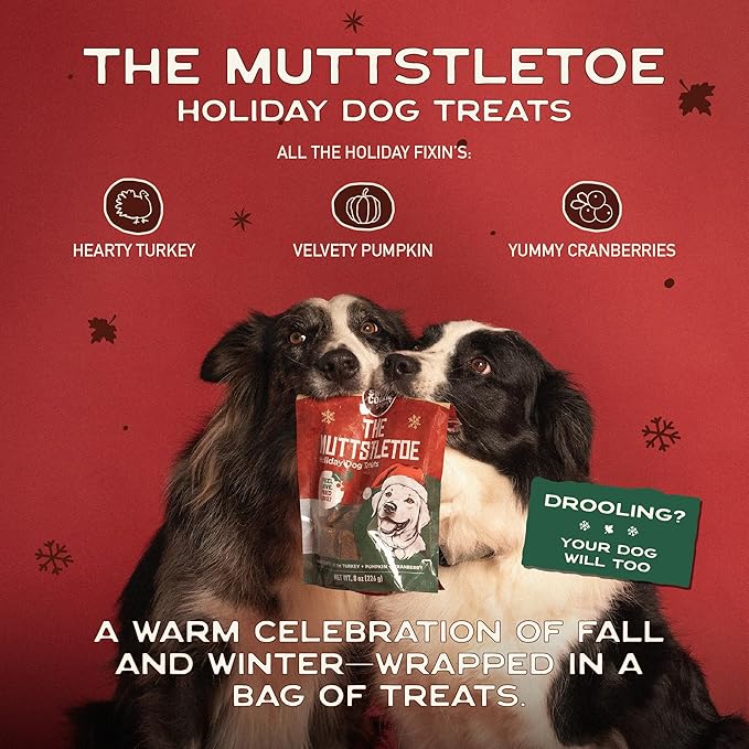 Smart Cookie Muttstletoe Holiday Dog Treats - Turkey, Pumpkin and Cranberry Christmas Dog Treats - Healthy, All Natural, Grain Free, Human-Grade - Made in USA - 8oz