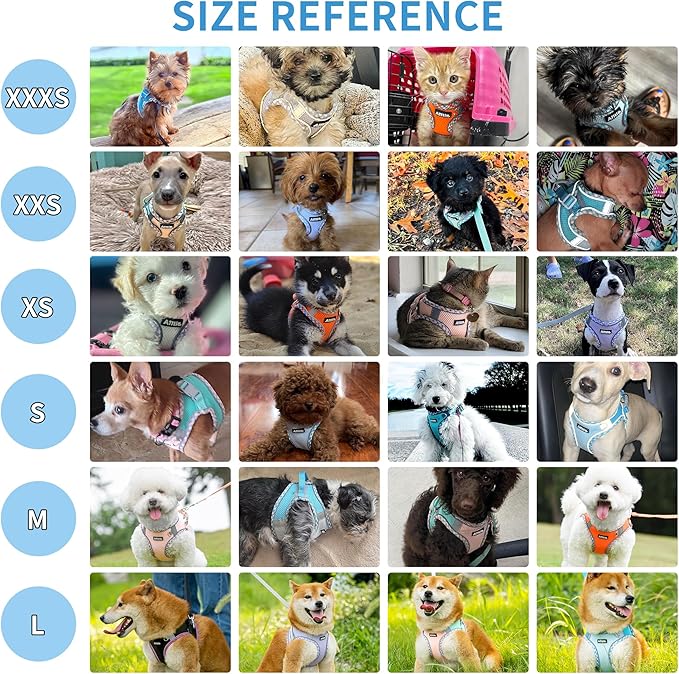 AIITLE Tiny Dog Harness - Lightweight Mesh Step-in Vest for Puppy, Reflective & Escape-Proof Design with High-Stick Magic Tape - Indoor/Outdoor Use for Chihuahua, Maltese, Shih Tzu(Brown-Beige, XXXS)