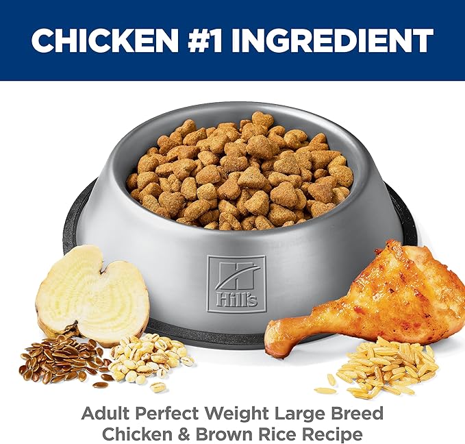 Hill's Science Diet Perfect Weight Large Breed Adult Dry Dog Food 1-5, Quality Protein for Weight Management Support, Chicken Recipe, 25 lb. Bag