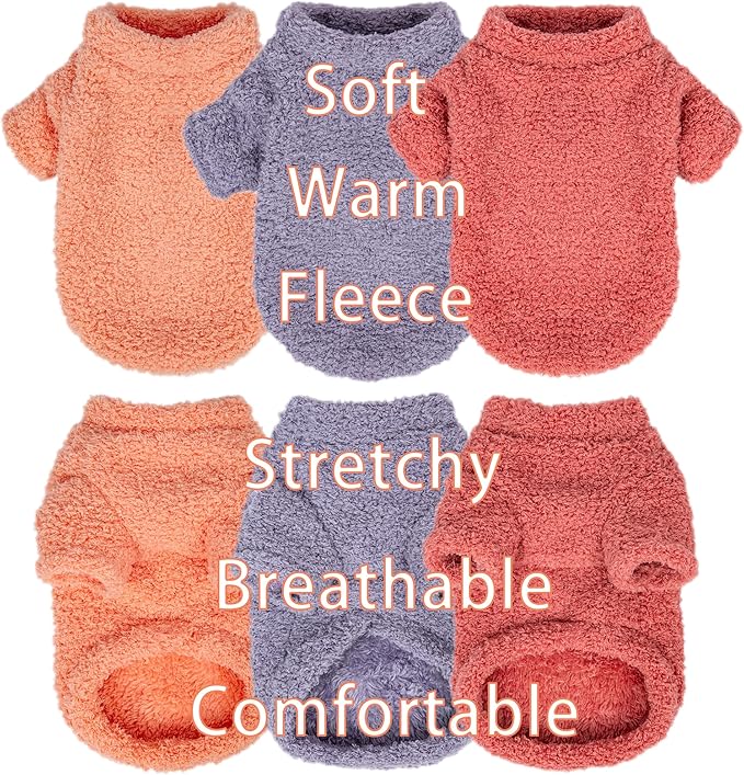 Dog Sweater, 3 Pack Sweaters for Small Dogs Girl, Dog Clothes for Medium Dogs Male or Boy, Ultra Soft and Warm Puppy Coat for Winter Christmas (Small, Pink+Purple+Magenta)