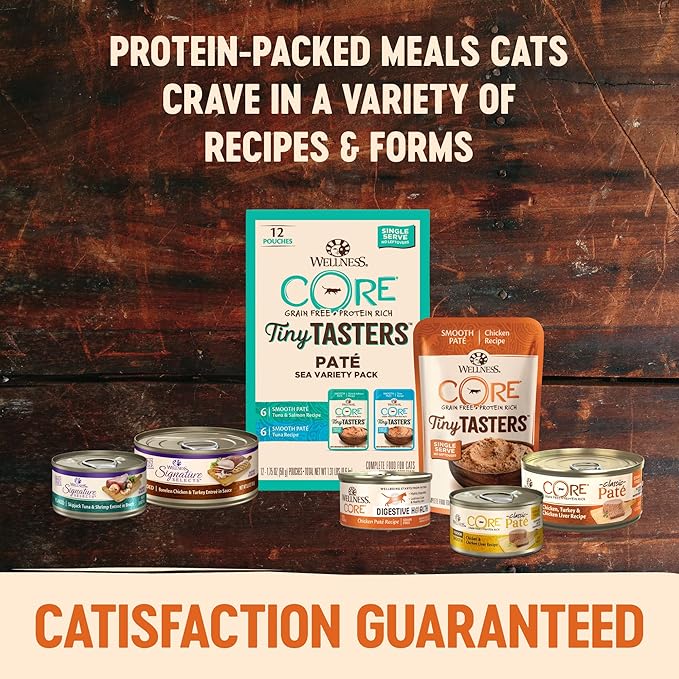 Wellness CORE Signature Selects Shredded Adult Wet Cat Food, Natural, Protein-Rich, Grain Free, 2.8 Ounce, 12 Pack (Chicken & Turkey)