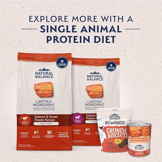 Natural Balance Limited Ingredient Grain Free Salmon & Sweet Potato Dry Dog Food, Sensitive Stomach, 4 lb (Pack of 1)
