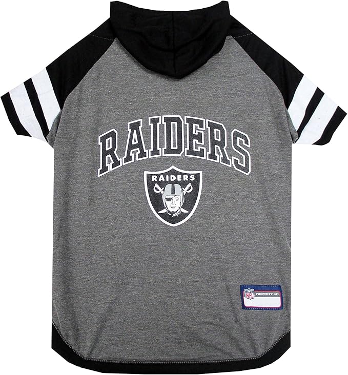 Pets First NFL Oakland Raiders Hoodie for Dogs & Cats. | NFL Football Licensed Dog Hoody Tee Shirt, Large| Sports Hoody T-Shirt for Pets | Licensed Sporty Dog Shirt