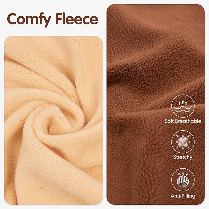 cyeollo Fleece Dog Sweater Vest, Reflective Dog Sweatshirt Pullover Pet Jacket for Small Medium Large Dogs Clothes Boy Girl Pets, Brown & Khaki L