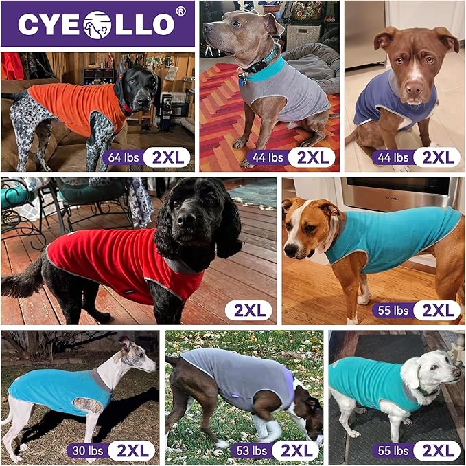 cyeollo 2 Pack Dog Sweater Sweatshirt Stretchy Soft Fleece Vest Pullover with Reflective Stripe Dog Jacket Lightweight Pet Clothes for Medium Dogs Grey & Red