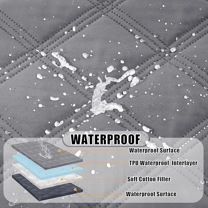 Smiry Waterproof Dog Bed Cover Blanket 68x82, Soft Reversible Pet Blanket, Washable Leakproof Cats Dogs Couch Cover for Sofa, Couch, Furniture, Lattice, Grey/Dark Grey