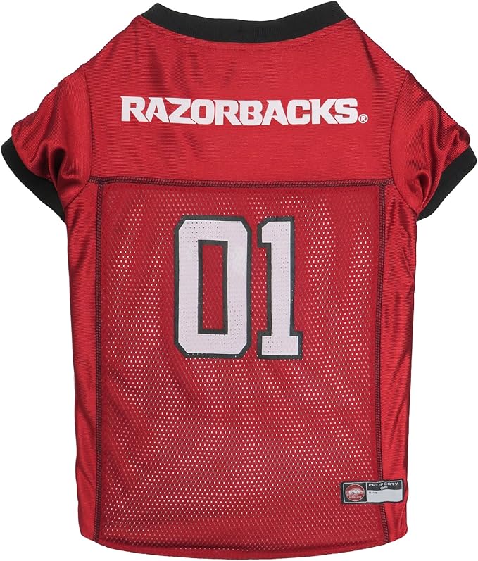Pets First NCAA College Arkansas Razorbacks Mesh Jersey for DOGS & CATS, Large. Licensed Dog Jersey with your Favorite Football/Basketball College Team