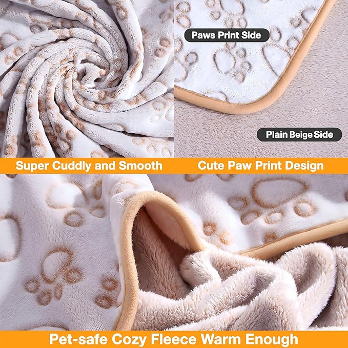 Stuffed Beige Premium Soft Dog Blankets for Large Dogs, Calming Indoor Cat Blanket Washable for Bed Couch Protection, Dog Essentials 42 * 65 inches