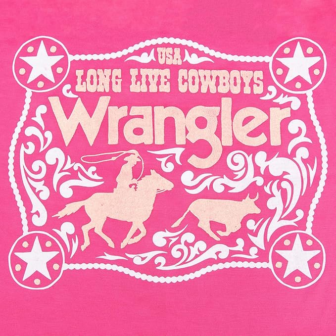 Wrangler Dog Shirt – Western Cowboy Rope Logo Pet Tee for Small to XL Dogs – Pull-on Machine Washable Dog T-Shirt (Pink, L)