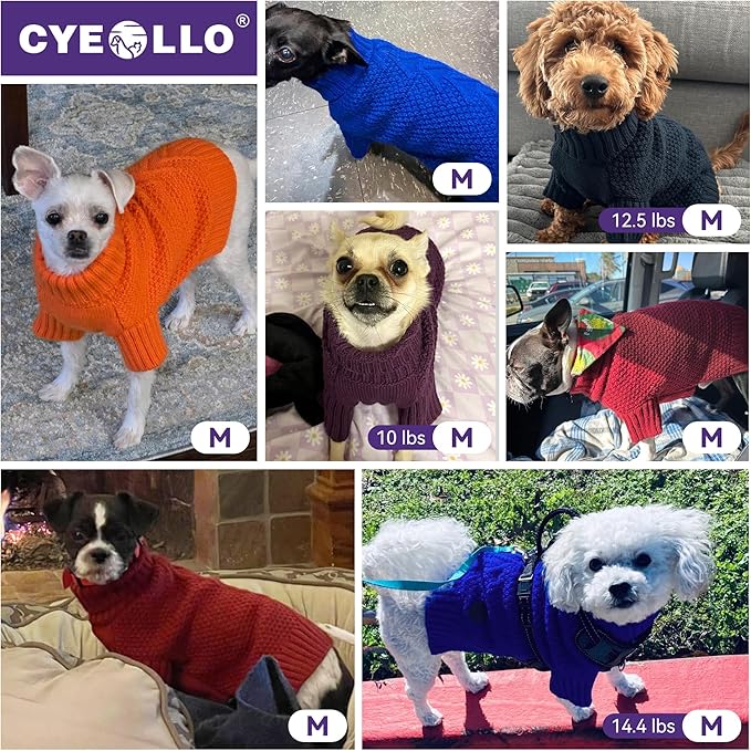cyeollo Dog Sweater Pullover Turtleneck for Dogs, Classic Knitwear Fall Winter Cold Weather Doggie Clothes Warm Pet Apparel Small Medium Large Dog Sweaters, Royal Blue M