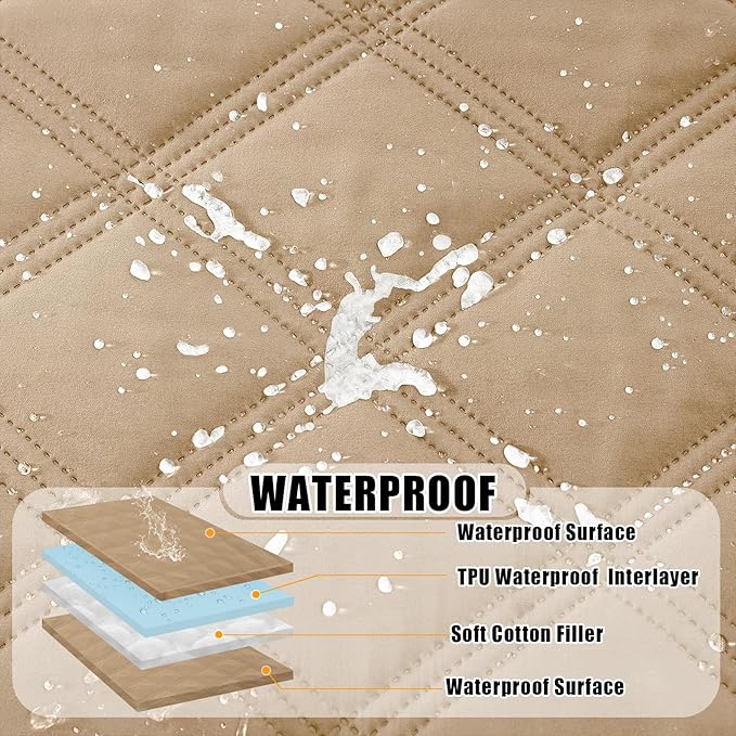Smiry Waterproof Dog Bed Cover Blanket 40x50, Soft Reversible Pet Blanket, Washable Leakproof Cats Dogs Couch Cover for Sofa, Couch, Furniture, Lattice, Camel/Camel
