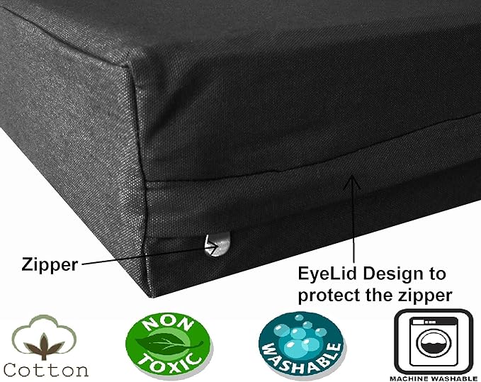 Dogbed4less Orthopedic Gel Infused Memory Foam Dog Bed, Waterproof Liner with Durable Washable Black Canvas Cover, 37X27X4 Inch