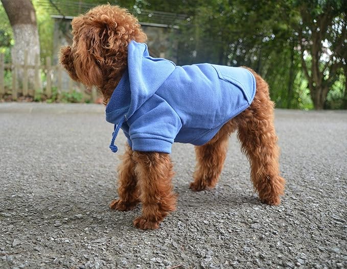 Lovelonglong Blank Basic Hoodie Sweatshirt for Dogs 100% Cotton Fits Small Medium Dachshund Large Dog Royle Blue XS