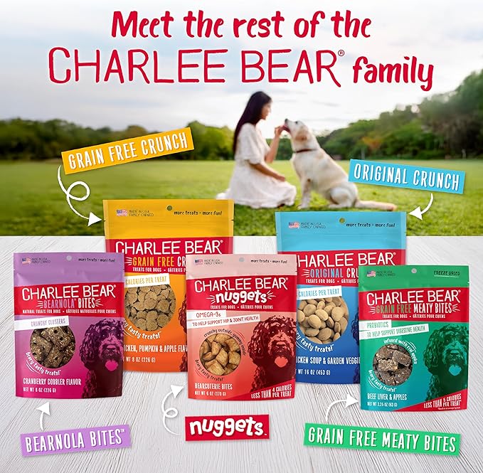Charlee Bear Grain Free Meaty Bites Freeze Dried Dog Treats, Beef Liver and Sweet Potato, 2.25 Ounce Resealable Bag, Training Treats or Meal Topper Dogs, High Protein Snacks, Made in USA