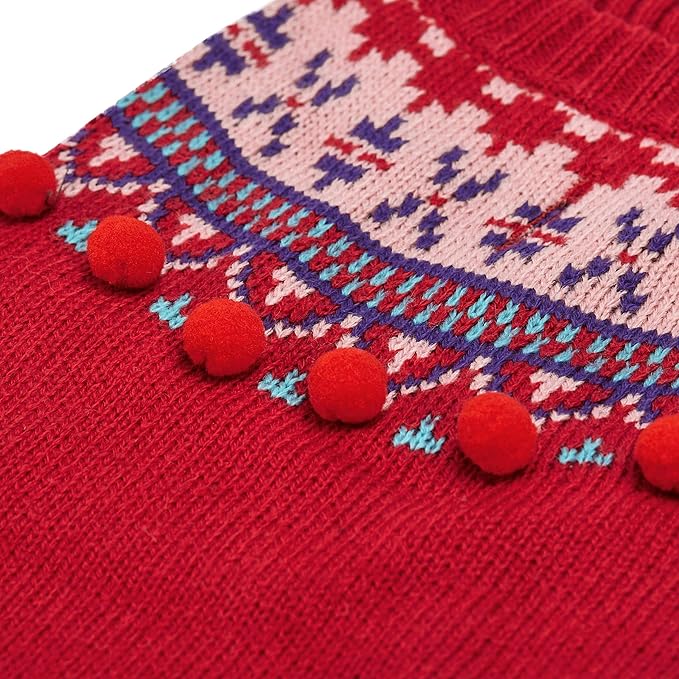 Blueberry Pet Icelandic Lopi Pullover Dog Sweater in Holiday Red, Back Length 12", Pack of 1 Clothes for Dogs