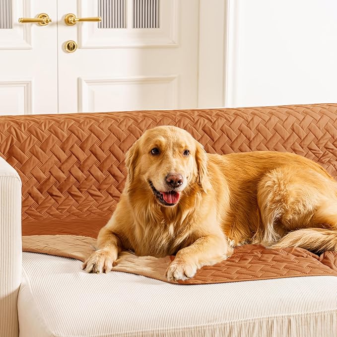 gogobunny 100% Double Sided Waterproof Dog Blanket Soft Pet Bed Cover Reversible Protect Furniture Couch Sofa Car for Puppy Cat Kids (Dark Pumpkin/Light Pumpkin, 30x30 Inch (Pack of 1))