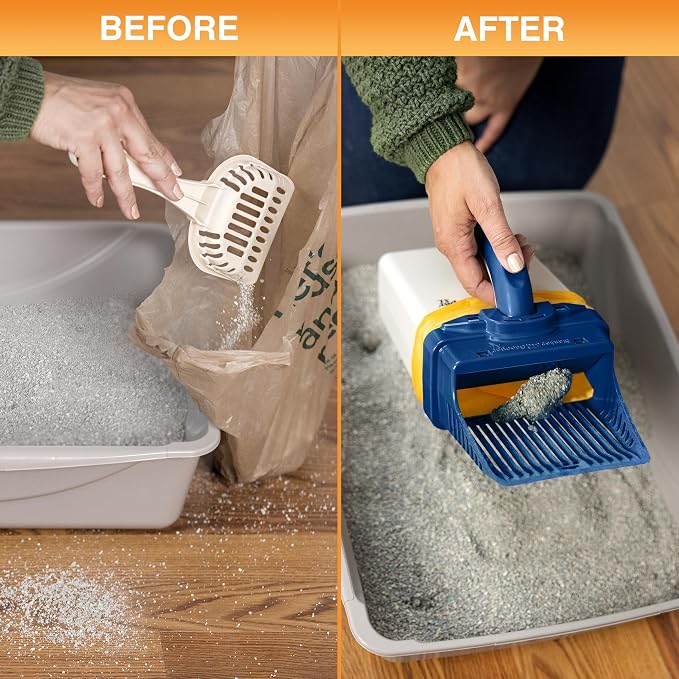 Neater Pet Brands Neater Scooper XL Cat Litter Scoop, 15 Refill Bags – Extra-Large Capacity Mess-Free Cat Litter Scooper with Bag for Large & Multiple Cats, Spill-Proof Litter Box Scooper with Holder