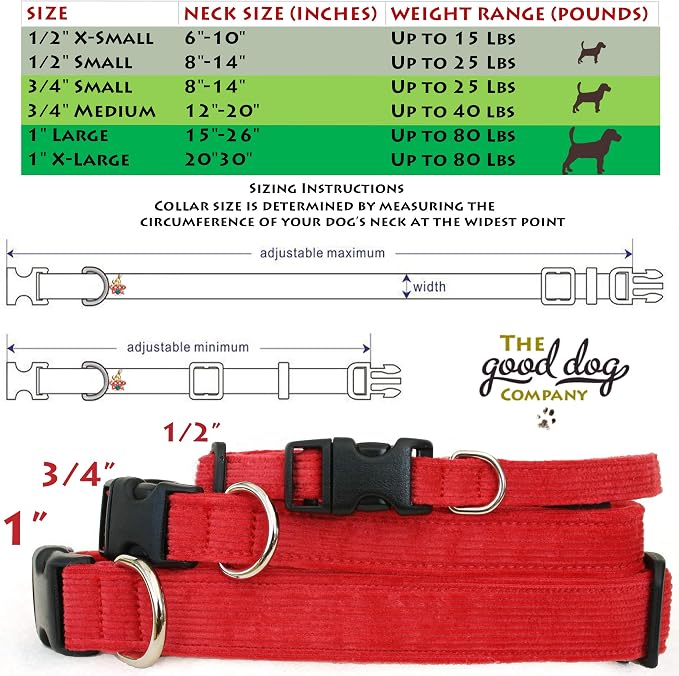 Hemp Corduroy Dog Collar - No Pattern (3/4" Medium, Rust)