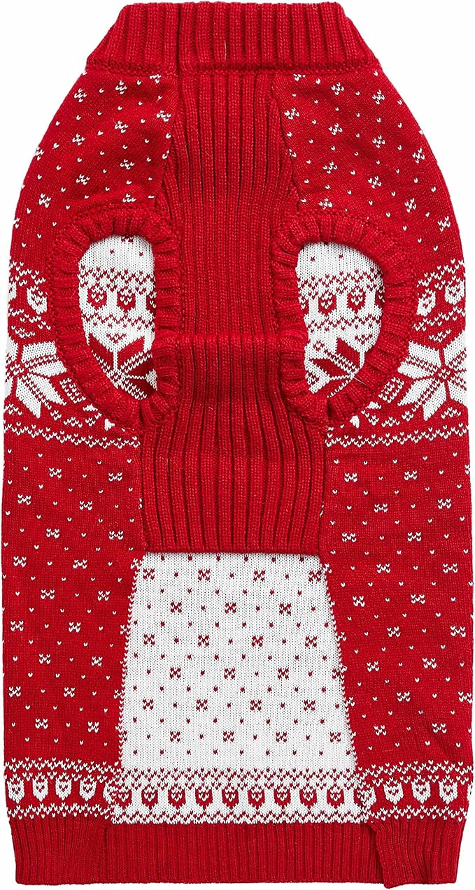 Blueberry Pet Christmas Snowflakes Holiday Festive Pullover Dog Sweater, Back Length 18", Pack of 1 Clothes for Dogs