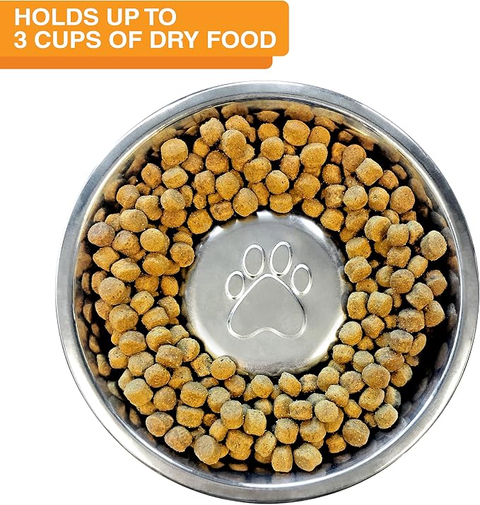 Neater Feeder - Express Model w/Slow Feed Bowl - Mess-Proof Dog Bowls (M/L, Cappuccino) Made in USA –Elevated, No Spill, Non-Tip, Non-Slip, Raised Stainless Steel Food/Water Pet Bowls Aid Digestion
