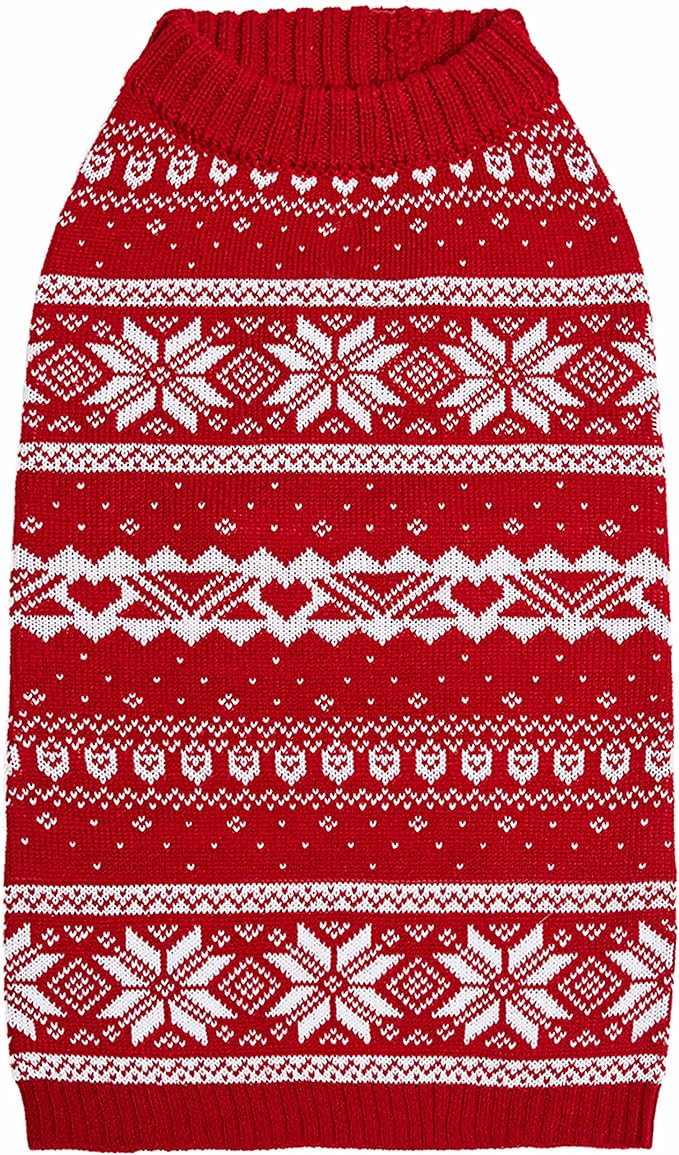 Blueberry Pet Ugly Christmas Sweater Women & Men, Large Dog Sweater, Cozy Festive Christmas Dog Sweater with Snowflake & Reindeer, Warm Ugly Christmas Sweater for Large Dogs, 20" Back