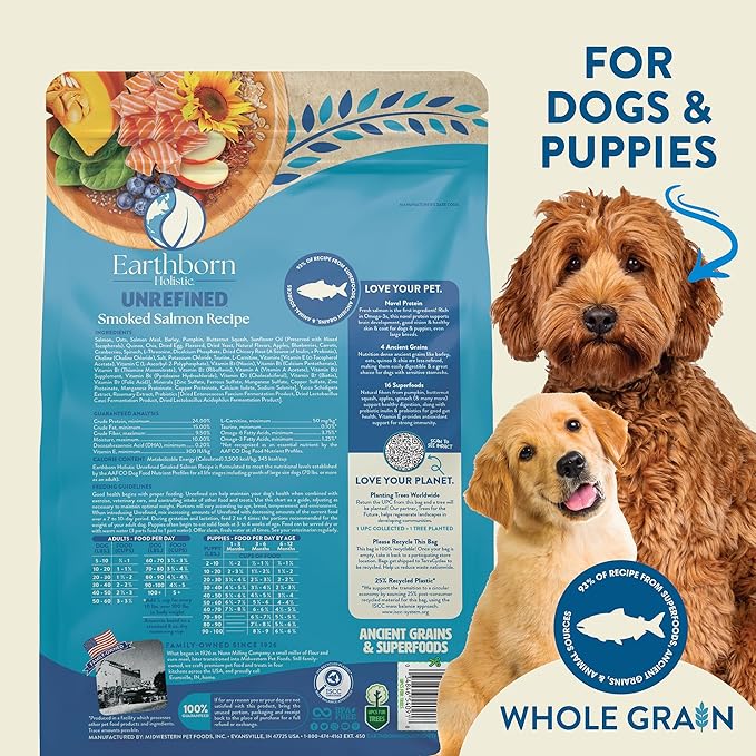 Earthborn Holistic Unrefined Smoked Salmon 25 lb. Ancient Grains & Superfoods Dry Dog Food