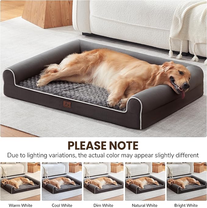Warmrest Large Dog Beds Large Sized Dogs, Orthopedic XXL XL Dog Bed for Medium Size Dogs, Big Waterproof Couch Sofa with Removable Washable Cover for Pet, Dark Grey, 45"*35"*7"