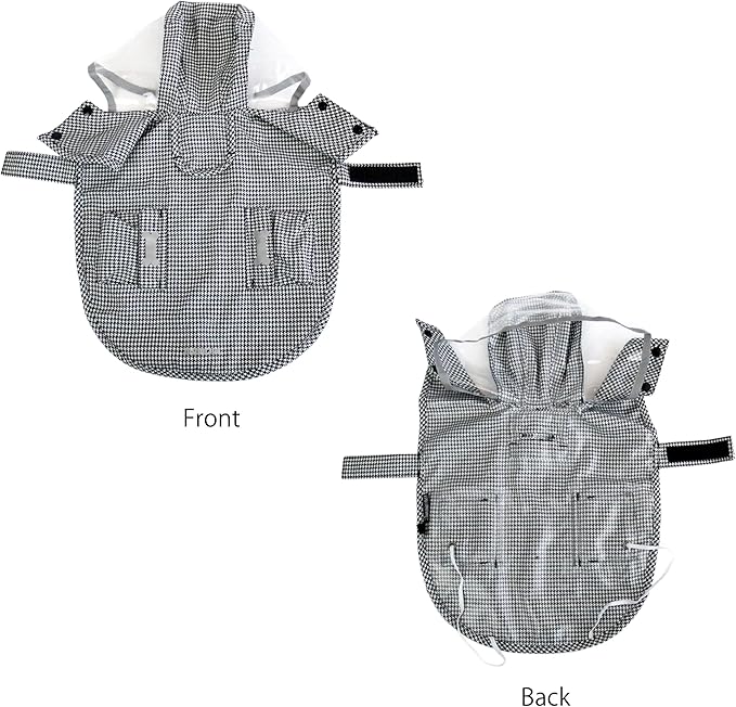 Waterproof Dog Raincoat, Adjustable Reflective Lightweight Pet Rain Clothes with Poncho Hood(Small,Black&White)