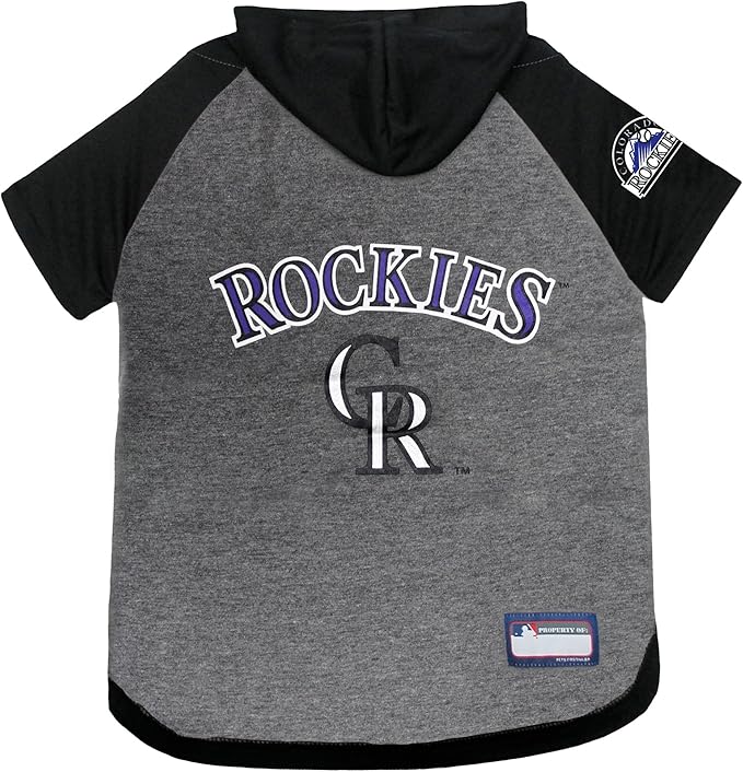 Pets First MLB Hoodie for Dogs & Cats - Colorado Rockies Dog Hooded T-Shirt, Large. - MLB Team Color Hoody (ROC-4044-LG)