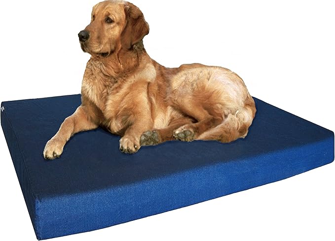 Dogbed4less Orthopedic Dog Bed with Memory Foam for Medium Large Pet, Waterproof Liner, Durable Denim Blue Cover, 41X27X4 Inch (Fit into 42X28 Crate)