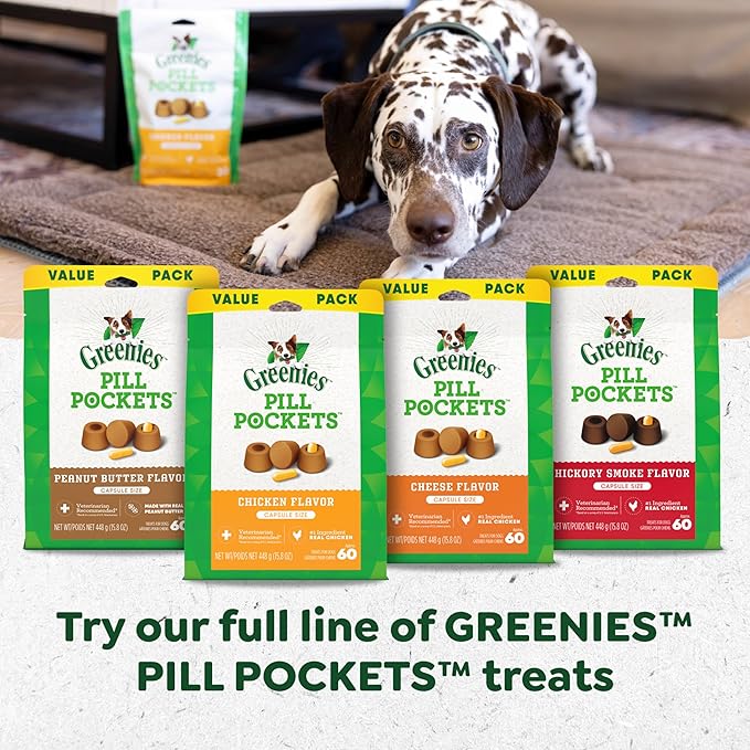 Greenies Pill Pockets for Dogs, Large Size Soft Dog Treats, Peanut Butter Flavor, 15.8 oz. Pouch